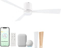 Bali 52in 3-Blade Smart Indoor or Outdoor Flush Mount Ceiling Fan 2700K-6000K CCT Tunable Range LED Light Kit in Matte White