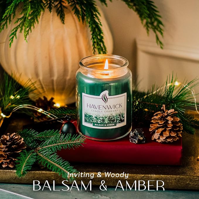 Balsam & Amber Soy Blend 22-oz Large Jar Candle, Long Lasting 110-130 Hour Burn Time with Single Cotton Wick, alternate