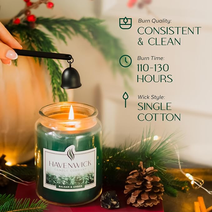 Balsam & Amber Soy Blend 22-oz Large Jar Candle, Long Lasting 110-130 Hour Burn Time with Single Cotton Wick, alternate