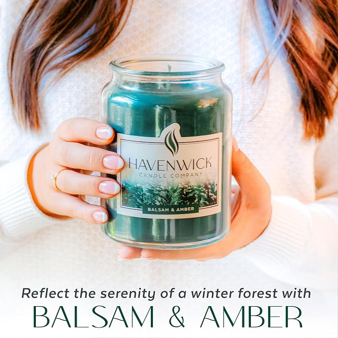 Balsam & Amber Soy Blend 22-oz Large Jar Candle, Long Lasting 110-130 Hour Burn Time with Single Cotton Wick, alternate