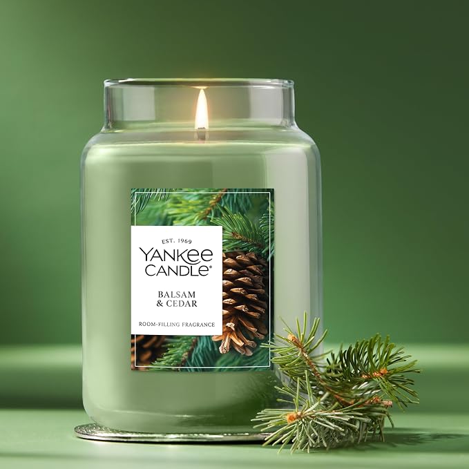 Balsam & Cedar, Scented Candle, 22oz Large Jar with up to 150 Hour Burn Time, Giftable, alternate product view 3