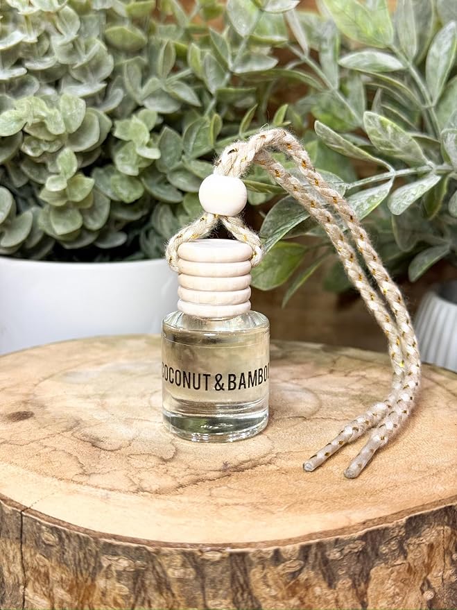 Bamboo and Coconut Hanging Car Air Freshener – Long Lasting Essential Oil Diffuser for Car, Closet, alternate product view 2