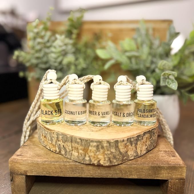 Bamboo and Coconut Hanging Car Air Freshener – Long Lasting Essential Oil Diffuser for Car, Closet, alternate product view 3
