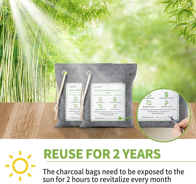 Bamboo Charcoal Air Purifying Bags - (Large, 4×200g), Removes Odors and Moisture, Nature Fresh Air Purifier Bags, alternate