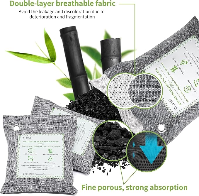 Bamboo Charcoal Air Purifying Bags - (Large, 4×200g), Removes Odors and Moisture, Nature Fresh Air Purifier Bags, alternate