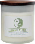 Bamboo Lotus Scented Candle, 16 oz comfort Relaxing Aromatherapy Candle, 2 Wick White Jar Soy Blend Wax, Candles for Home