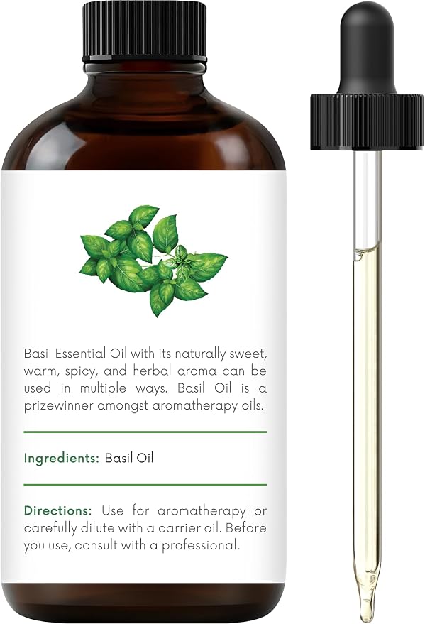 Basil Essential Oil – 1 Fl Oz – 100% Pure and Natural – Premium Grade Essential Oil for Diffuser and Aromatherapy, Skin