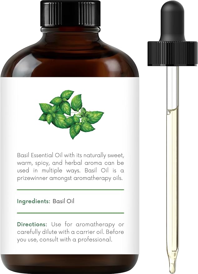 Basil Essential Oil – Huge 4 Fl Oz – 100% Pure and Natural – Premium Grade Essential Oil for Diffuser and Aromatherapy
