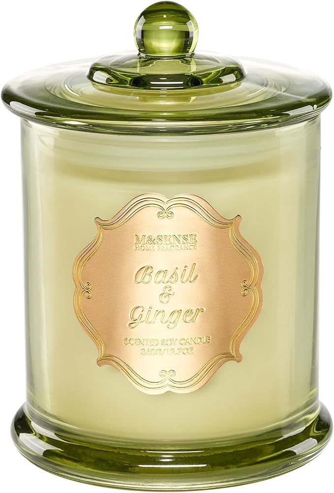 Basil Ginger Scented Candles, Plant-Based Soy Candles made from natural materials Soot-Free, product image
