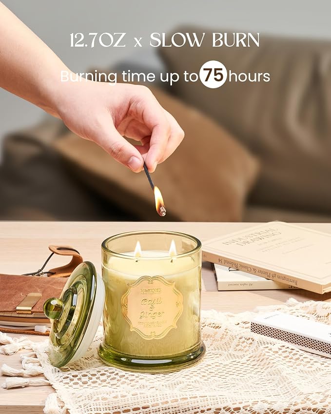 Basil Ginger Scented Candles, Plant-Based Soy Candles made from natural materials Soot-Free, alternate product view 7