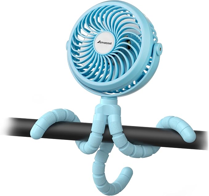 Battery Operated Stroller Fan, Baby Travel Essentials for Beach, Newborn Boy & Girl Showers Gifts
