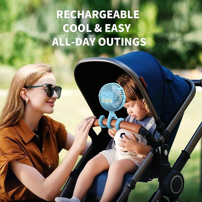 Battery Operated Stroller Fan, Baby Travel Essentials for Beach, Newborn Boy & Girl Showers Gifts, alternate view 2