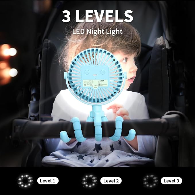 Battery Operated Stroller Fan, Baby Travel Essentials for Beach, Newborn Boy & Girl Showers Gifts, alternate view 4