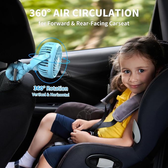Battery Operated Stroller Fan, Baby Travel Essentials for Beach, Newborn Boy & Girl Showers Gifts, alternate view 5