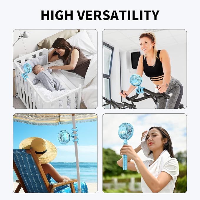 Battery Operated Stroller Fan, Baby Travel Essentials for Beach, Newborn Boy & Girl Showers Gifts, alternate view 7