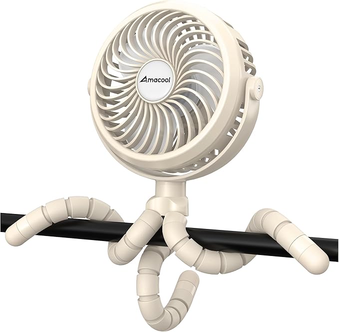 Battery Operated Stroller Fan, Baby Travel Essentials for Beach, Newborn Boy & Girl Showers Gifts