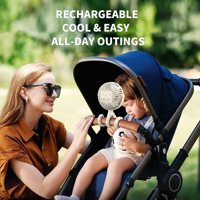 Battery Operated Stroller Fan, Baby Travel Essentials for Beach, Newborn Boy & Girl Showers Gifts, alternate view 2