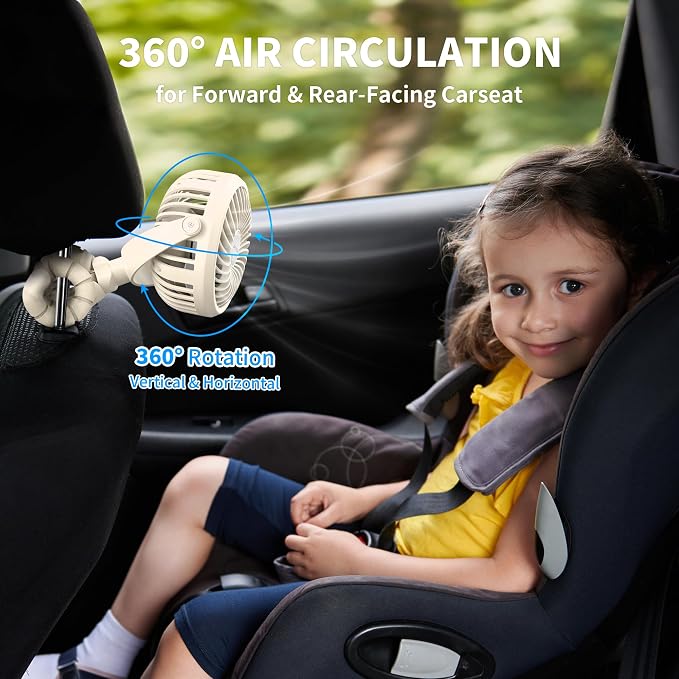 Battery Operated Stroller Fan, Baby Travel Essentials for Beach, Newborn Boy & Girl Showers Gifts, alternate view 5