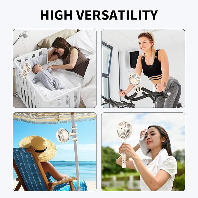 Battery Operated Stroller Fan, Baby Travel Essentials for Beach, Newborn Boy & Girl Showers Gifts, alternate view 7