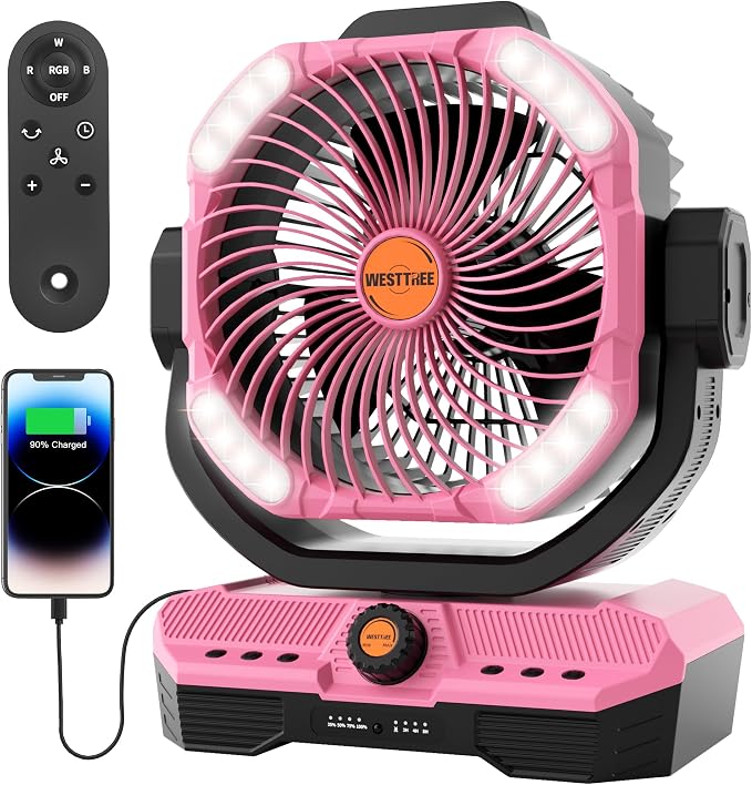 Battery Powered Fan Powerful Airflow Battery Operated Air Circulator Fan for Bedroom,Quiet & 360°Auto Oscillating