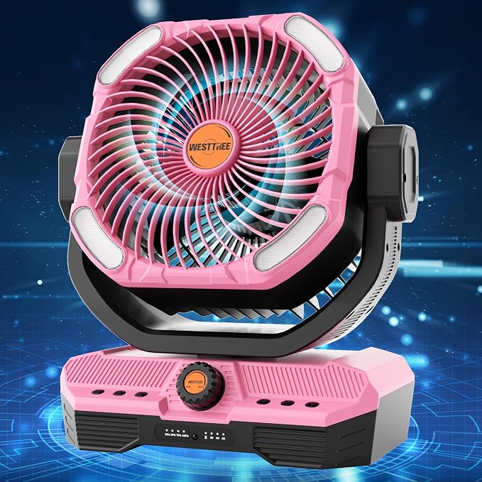 Battery Powered Fan Powerful Airflow Battery Operated Air Circulator Fan for Bedroom,Quiet & 360°Auto Oscillating
