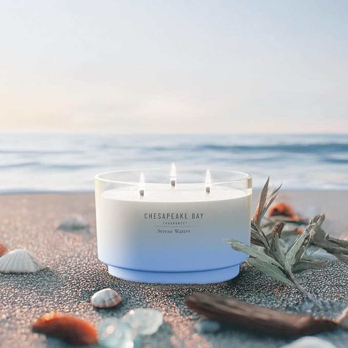 Bay, 14.5oz Serene Waters Scented Candle, Mood Evoking Fragrance, Sea Glass-Inspired Jar, Premium Soy Blend Wax, alternate