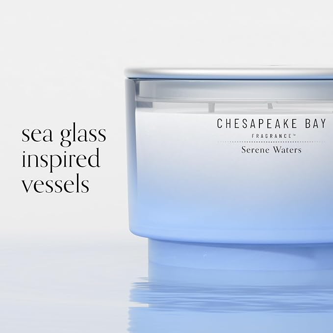 Bay, 14.5oz Serene Waters Scented Candle, Mood Evoking Fragrance, Sea Glass-Inspired Jar, Premium Soy Blend Wax, alternate