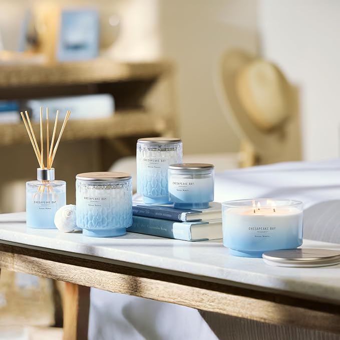Bay, 14.5oz Serene Waters Scented Candle, Mood Evoking Fragrance, Sea Glass-Inspired Jar, Premium Soy Blend Wax, alternate