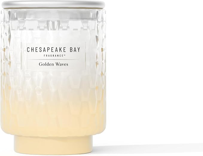 Bay, 8oz Golden Waves Scented Candle, Mood Evoking Fragrance, Textured Sea Glass-Inspired Jar, Premium Soy Blend