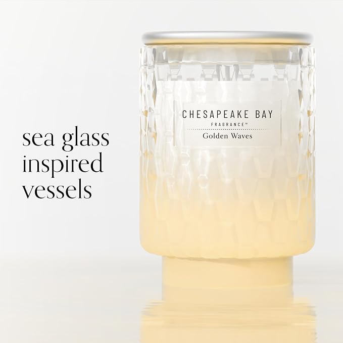 Bay, 8oz Golden Waves Scented Candle, Mood Evoking Fragrance, Textured Sea Glass-Inspired Jar, Premium Soy Blend, alternate