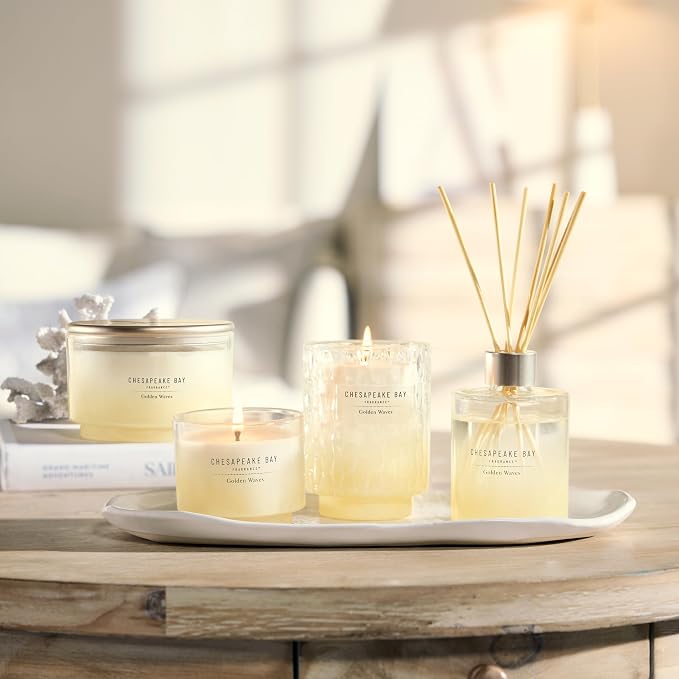 Bay, 8oz Golden Waves Scented Candle, Mood Evoking Fragrance, Textured Sea Glass-Inspired Jar, Premium Soy Blend, alternate