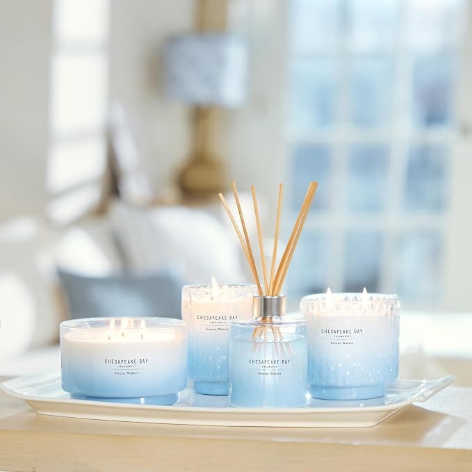 Bay, 8oz Serene Waters Scented Candle, Mood Evoking Fragrance, Textured Sea Glass-Inspired Jar, Premium Soy, alternate view 7