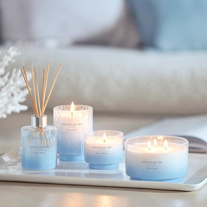 Bay, 8oz Serene Waters Scented Candle, Mood Evoking Fragrance, Textured Sea Glass-Inspired Jar, Premium Soy, alternate view 8