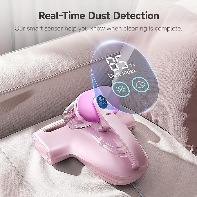 Bed Cleaner with 16Kpa Suction Metal Roller 253.7nm Uv-c Light Mattress Vacuum Cleaner 36000RPM/Min 149°F Heating HEPA