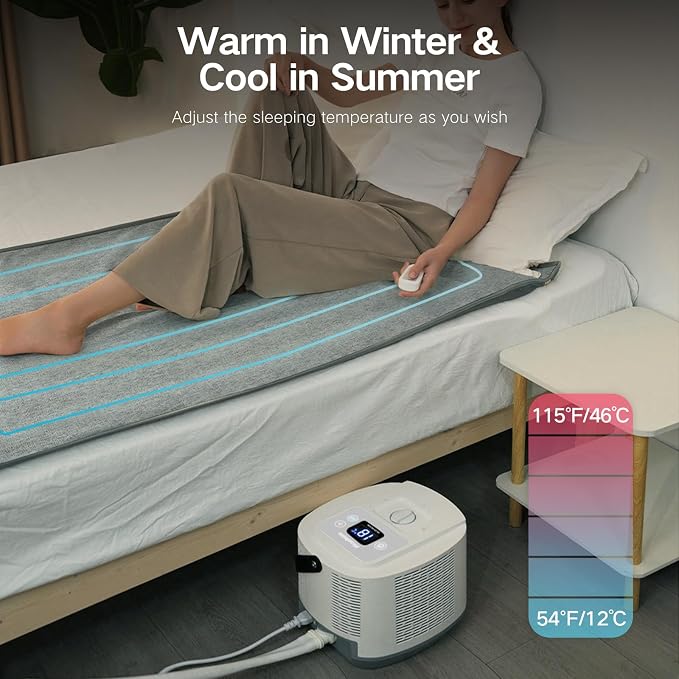 Bed Cooling System with Portable Cooling Mattress & Heater 54-115 °F, Safe Water Circulation, Low Energy, Quiet, alternate
