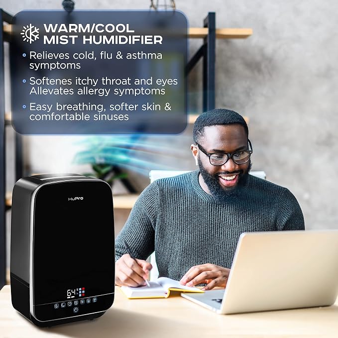 Bedroom Humidifier 5.5L Large Room Warm Cool Mist LED Remote Whisper Quiet Baby Nursery Timer 40H Runtime, alternate product