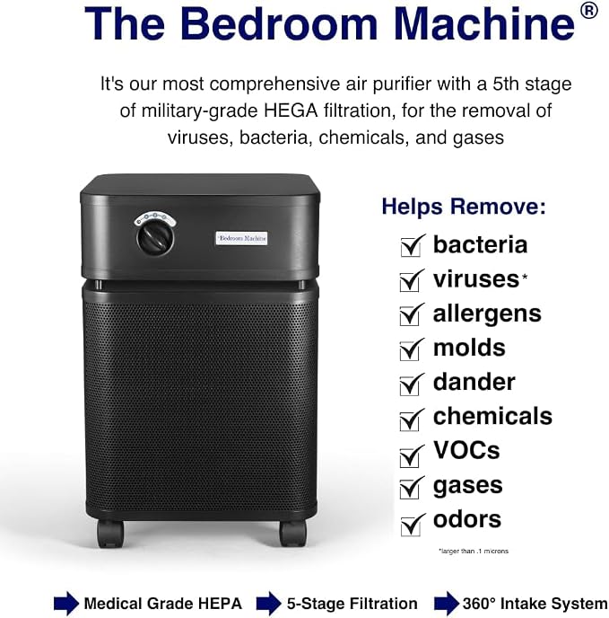 Bedroom Machine Midnight Blue - Advanced 5 -Stage Filtration HEPA Air Purifiers For Home with Activated Carbon & Zeolite