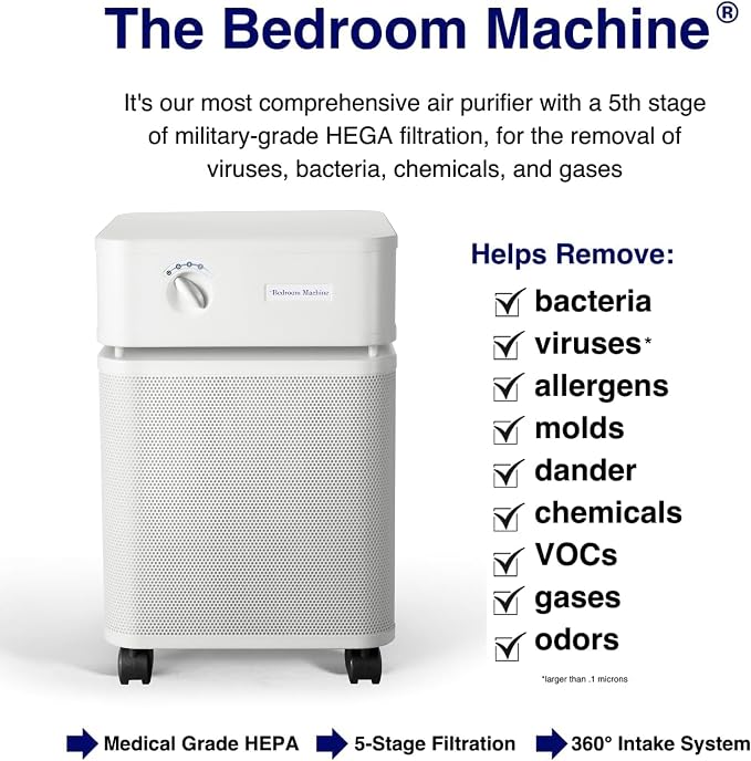 Bedroom Machine White - Advanced 5 - Stage Filtration Air Purifiers For Home with Activated Carbon & Zeolite - Ideal as Air