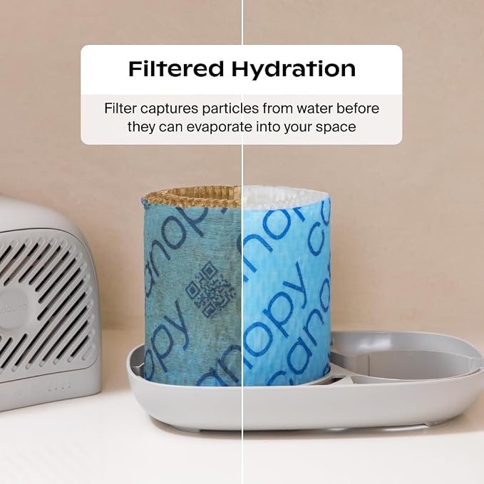 Bedside Humidifier 2.0, White, 36 HR Run Time, 2.5L Capacity - Reading Light & White Noise - Alleviate Symptoms of Allergies