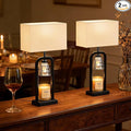 Bedside Table Lamps with Candle Warmer & Timer for Bedroom, Farmhouse Lamps Set of 2 for Night Stands, 21.5'' Bedroom Lamps