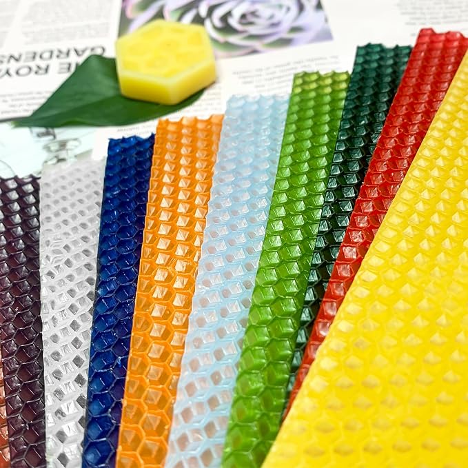 Beeswax Candle Making Kit, Colored Beeswax Candle Sheets 12 Pcs, Full DIY Candle Making Kit Include 10 Cotton Candle Wicks,6