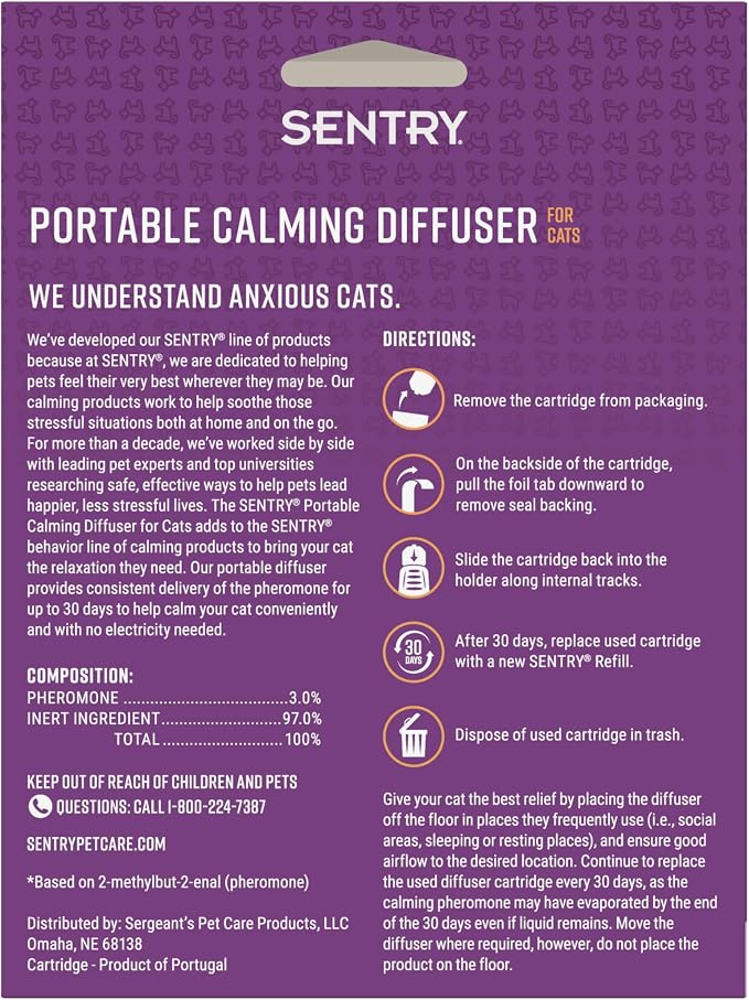 Behavior Portable Calming Diffuser for Cats, Reduces Stress and Bad Behavior with Calming Pheromones, Easy-to-use Portable