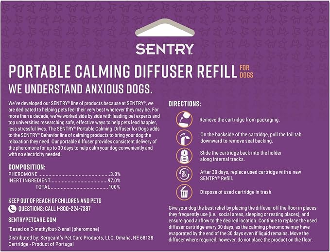 Behavior Portable Calming Diffuser Refill for Dogs, Reduces Stress and Bad Behavior with Calming Phereomones, alternate