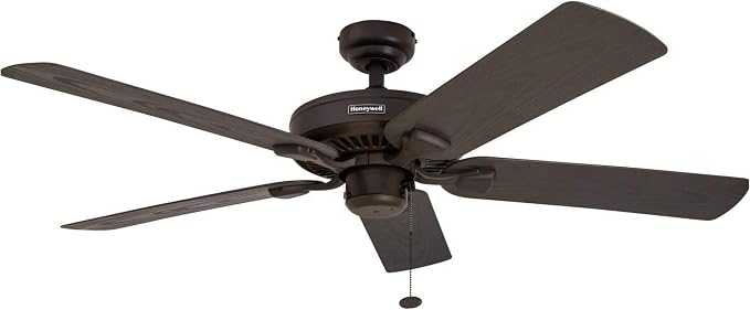 Belmar 52 Inch Ceiling Fan Without Light, Outdoor Ceiling Fan with Pull Chain, Tri-Mount Traditional 5 Blade Design, ETL Wet
