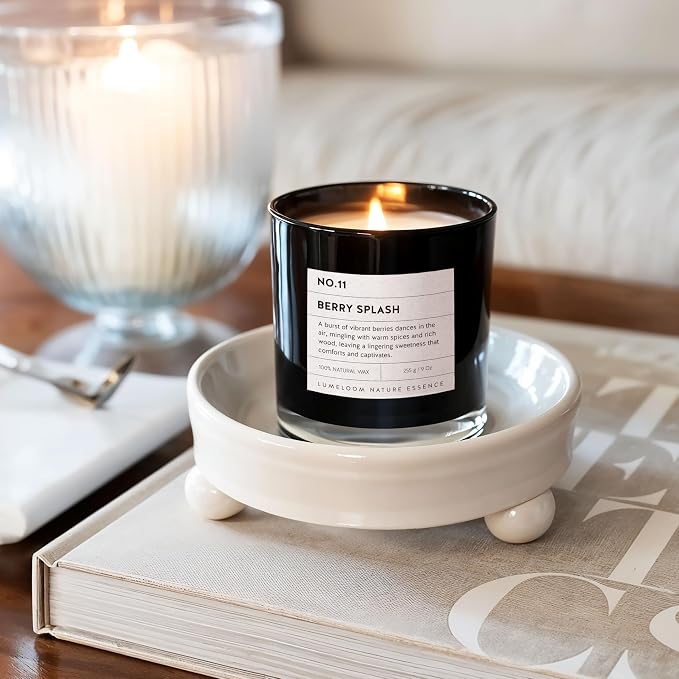 Berry Splash Luxury Scented Candles, 9oz Soy Wax Candles for Home Scented, BlackBerry, Boysenberry & Woods Scent, Long