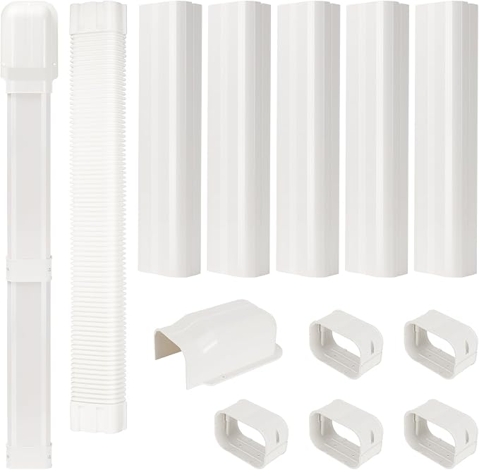4" W 9 Ft Mini Split Line Set Cover Kit, Decorative PVC Tubing Cover Kit for Mini Split Air Conditioners and Heat