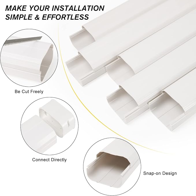 4" W 9 Ft Mini Split Line Set Cover Kit, Decorative PVC Tubing Cover Kit for Mini Split Air Conditioners and Heat