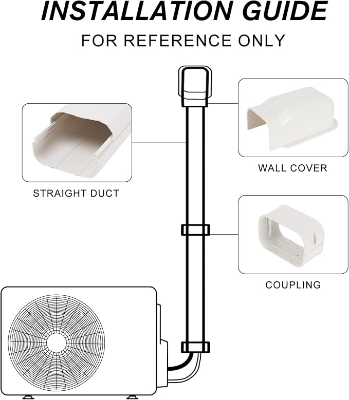 4" W 9 Ft Mini Split Line Set Cover Kit, Decorative PVC Tubing Cover Kit for Mini Split Air Conditioners and Heat