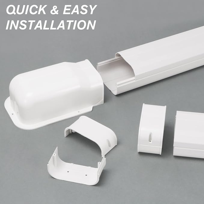 4" W 9 Ft Mini Split Line Set Cover Kit, Decorative PVC Tubing Cover Kit for Mini Split Air Conditioners and Heat