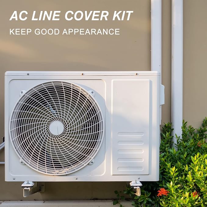 4" W 9 Ft Mini Split Line Set Cover Kit, Decorative PVC Tubing Cover Kit for Mini Split Air Conditioners and Heat